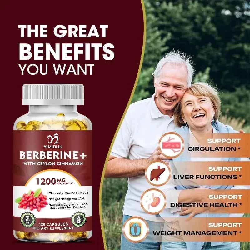 YIMIDUK Berberine Supplement with Cinnamon & Bitter Melon - Heart Health & Weight Management Support
