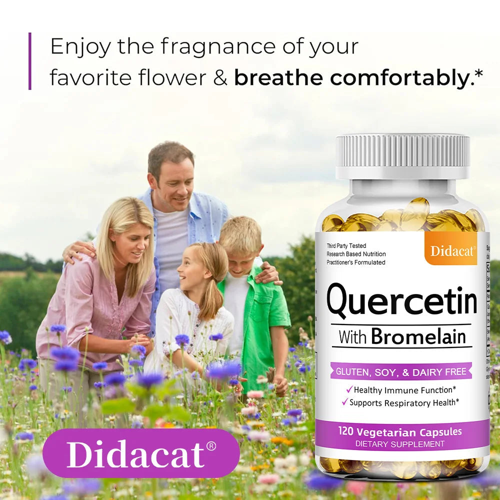 Quercetin with Bromelain Supplement, Enhance Immunity Respiratory, Antioxidant and Help Maintain Cardiovascular Health Healthy supplements