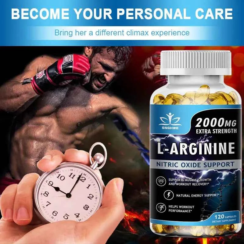 2PCS Men's L-Arginine Endurance Tribulus Terrestris Capsules Male and Female Supplements-Muscle Mass, Endurance and Vitality