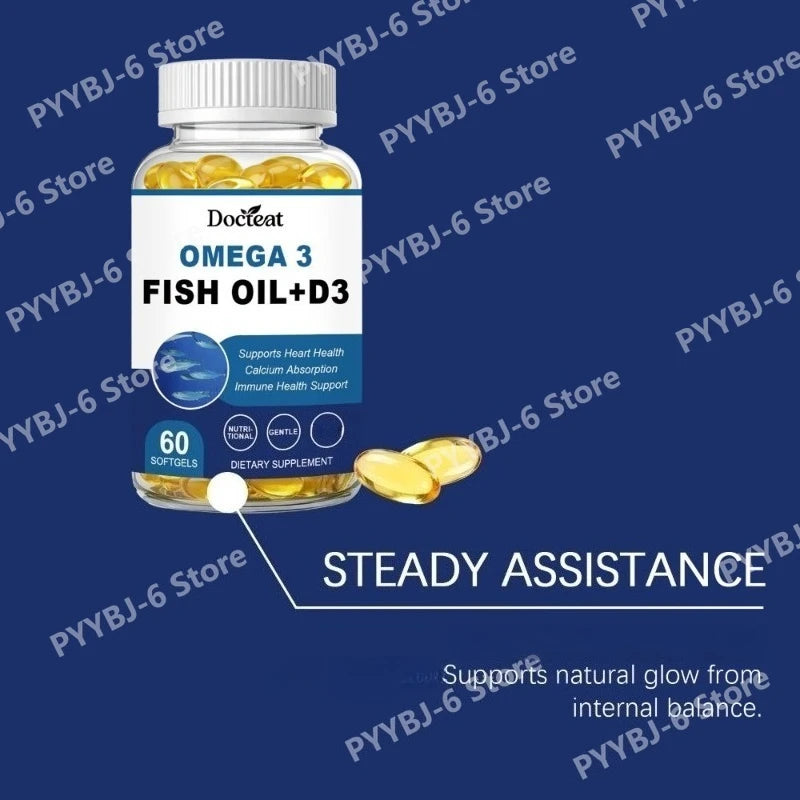 Omega-3 Fish Oil Supports Cardiovascular Wellness Calcium Absorption Immune Health 60 Softgels Nutritional Dietary Supplement Healthy supplements