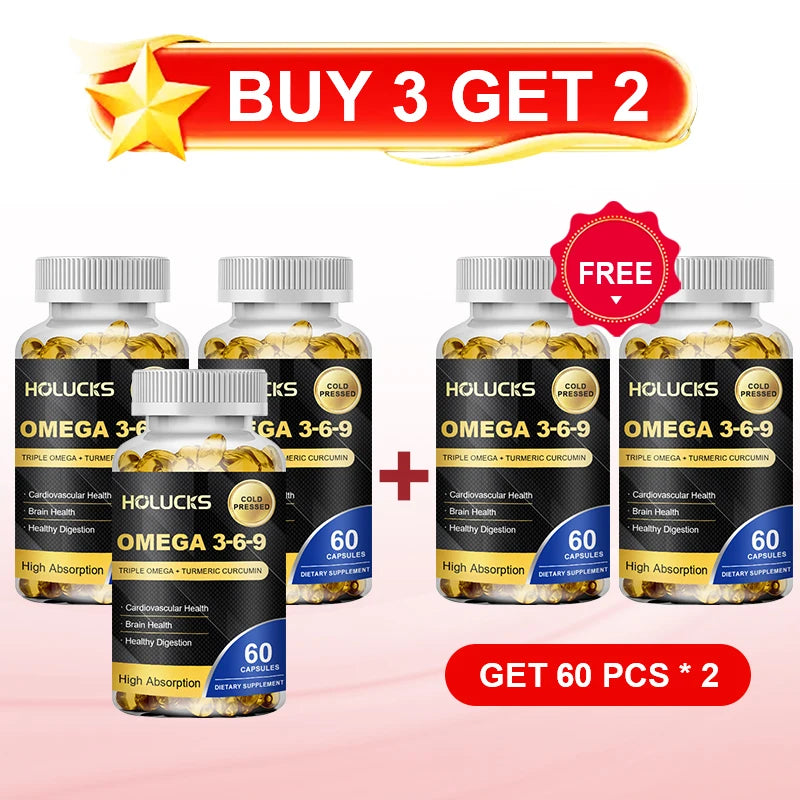 Buy 1 Get 1 Free! Omega 3-6-9 Supplement, Supports Heart & Brain Health, Skin Vitality, Immune Function & Daily Body Balance Healthy supplements