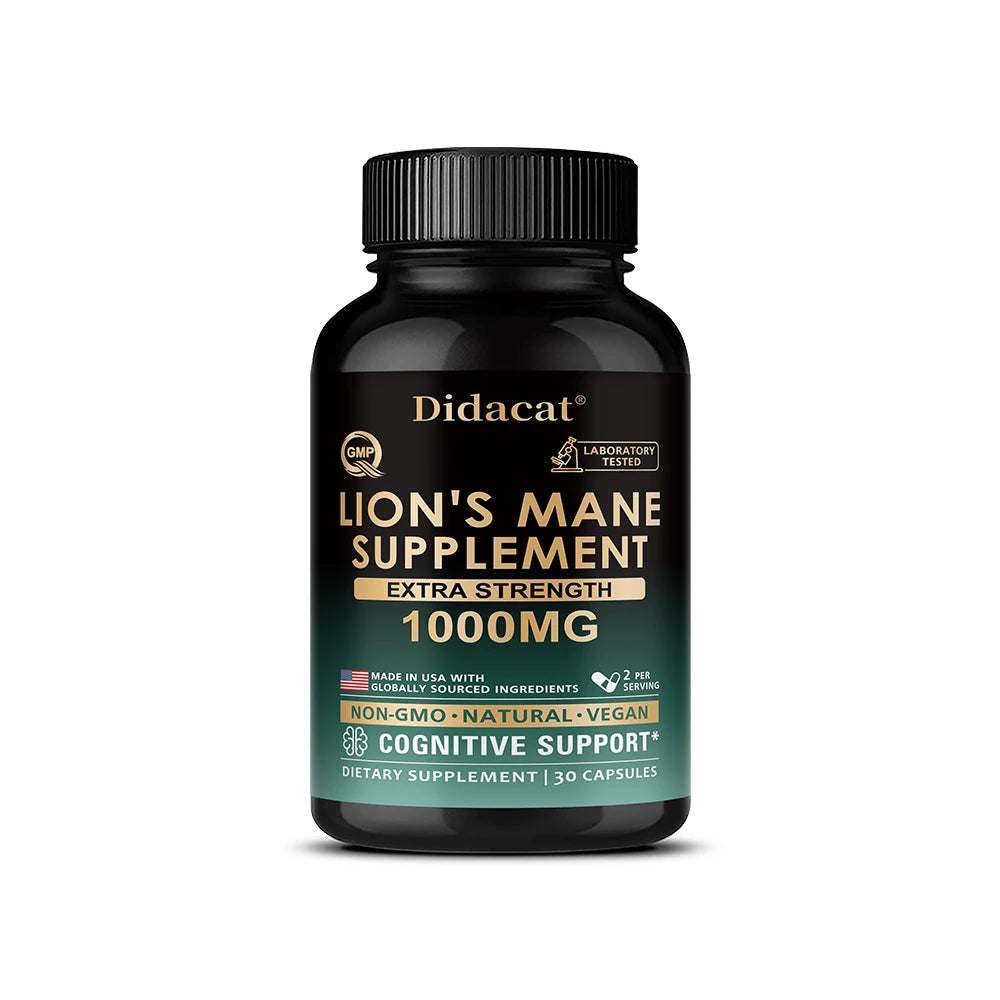 Lion's Mane Mushroom Capsules, Brain Wellness Supplement, Support Memory, Focus, Nerve Health, Mood, Energy & Immune Balance Healthy supplements