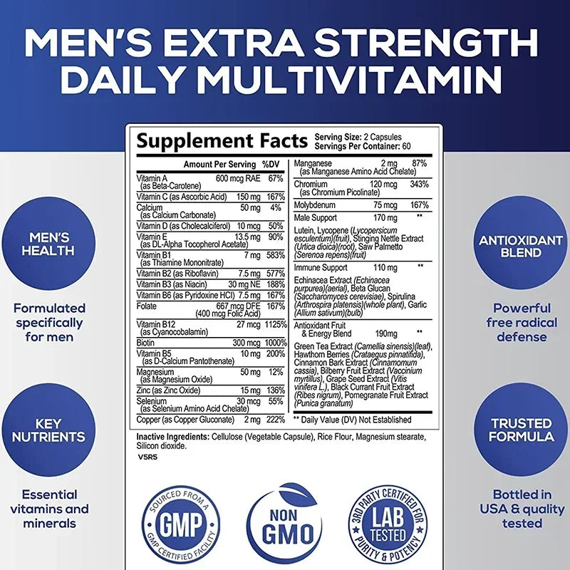 Men's Multivitamin Supplement - Supports Immune Health, Boosts Energy Production, and Improves Vitality and Endurance Healthy supplements