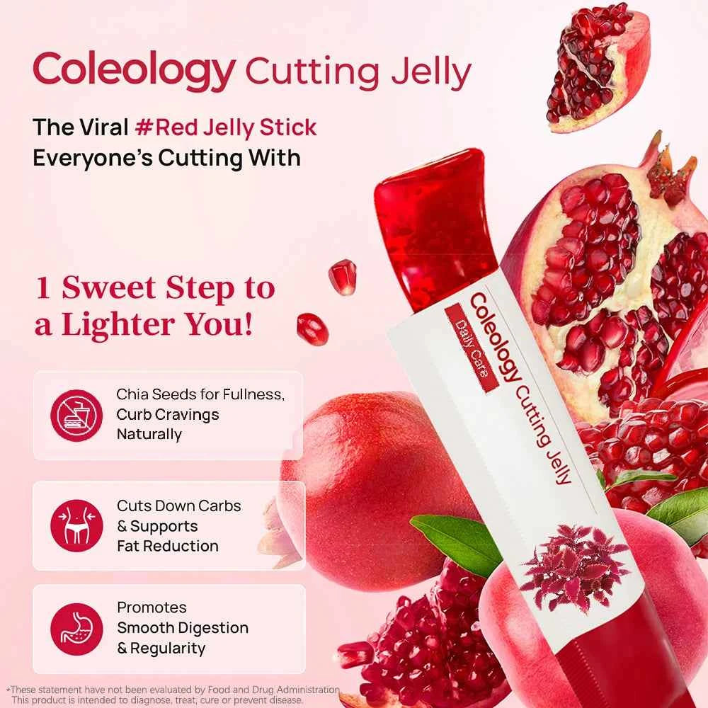 Korean Beauty Pomegranate Collagen Jelly Stick Dietary Fiber Supplement for Weight Management, Chia Seeds & Garcinia Cambogia