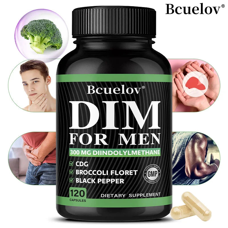 DIM Supplement 120 Capsules with Piperine - Hormone Balance Menopause Prostate Health Metabolism Support, Increase Muscle Mass Healthy supplements