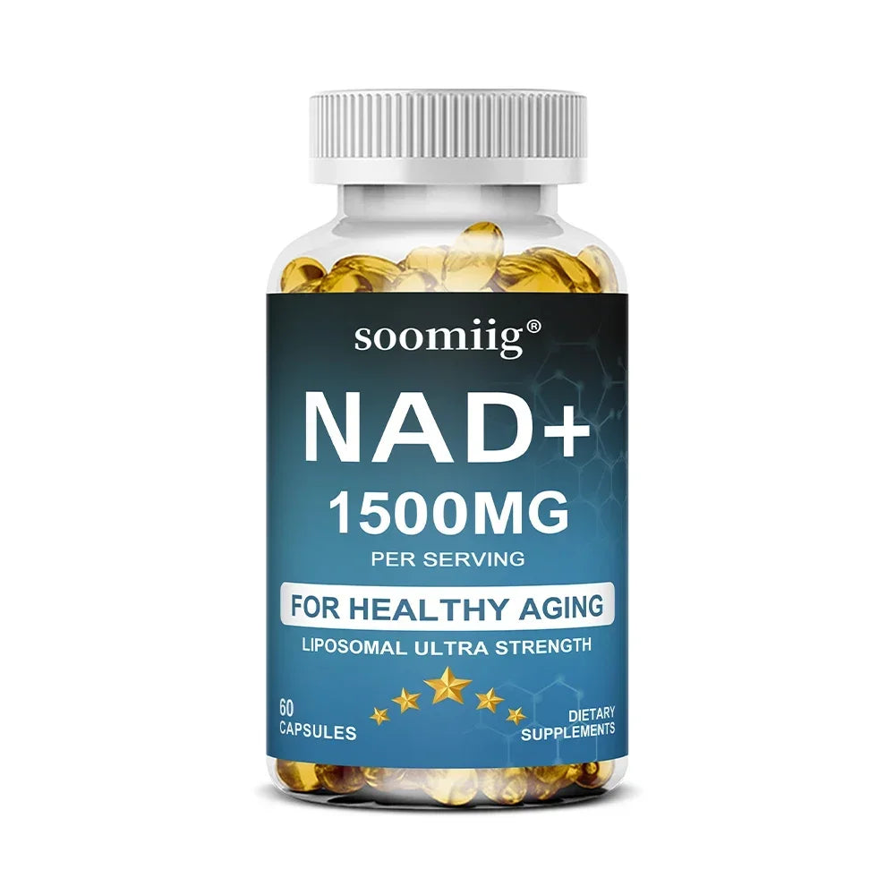 NAD+ Supplement-with Trans-Resveratrol, Support Skin Health, Cell Repair, Brain Cognition, Anti-Aging, Antioxidant, 120 Capsules Healthy supplements