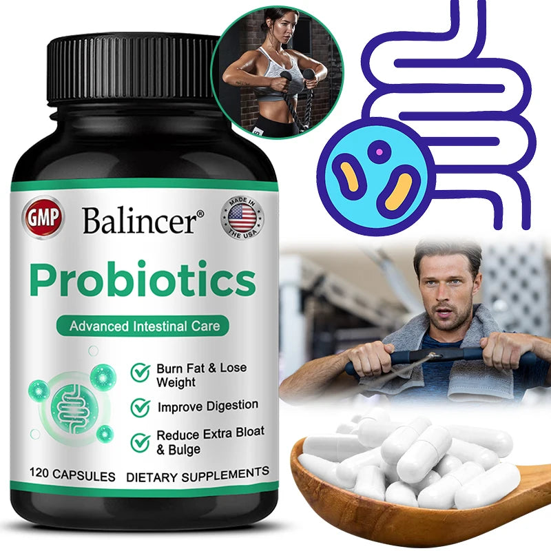Lactobacillus Probiotic Supplement - Helps Burn Fat Metabolism & Promotes Nutrient Digestion and Gut Health for Adult Men&Women Healthy supplements
