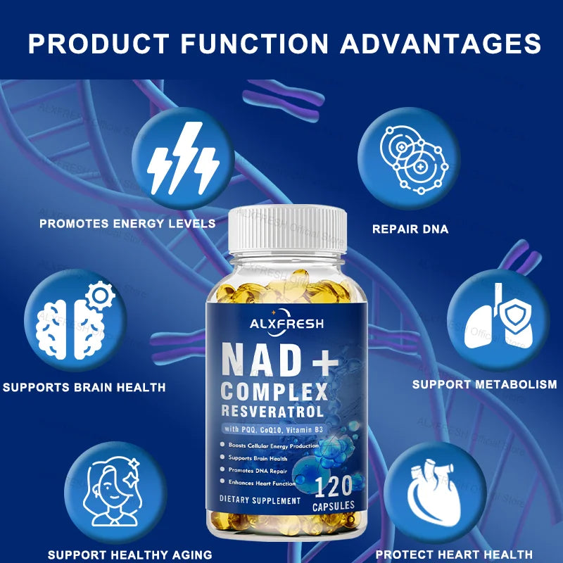 NAD Supplement Extra Strength for Women & Men, Resveratrol, PQQ, CoQ10 & Vitamin B3 – Energy Antioxidant,Cell Health Support Healthy supplements