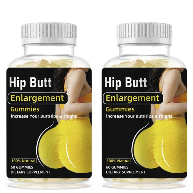 Hip Butt Enlargement Gummies for Buttocks Hips and Thighs Adults Glute Curve Support Gummies for Women Peach Flavor 60 Count Healthy supplements