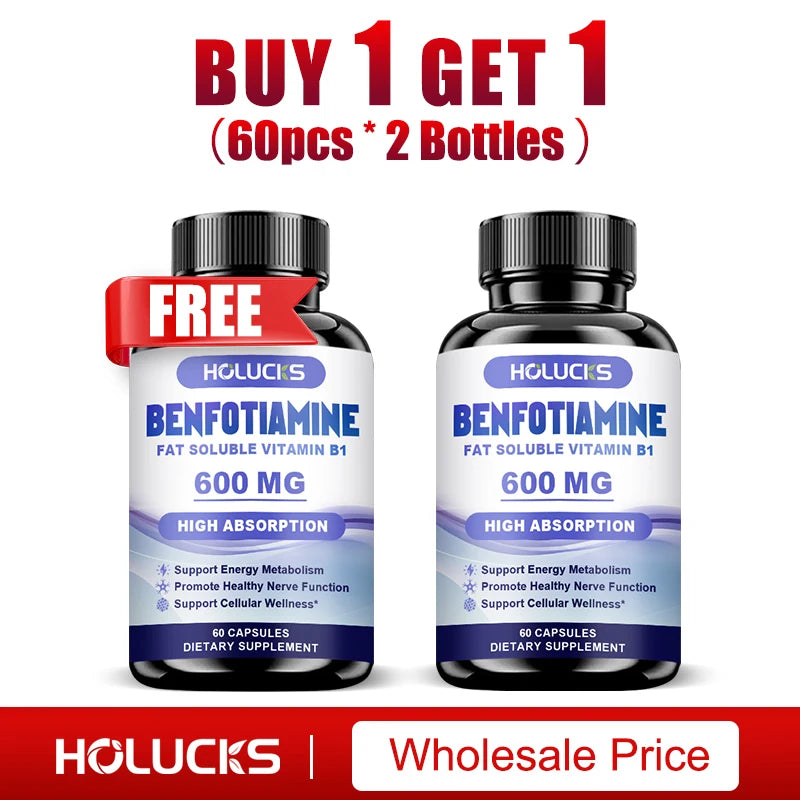 Benfotiamine Capsules, with Fat-Soluble Vitamin B1, Support Nerve Health, Energy Metabolism & Cellular Wellness for Men & Women Healthy supplements