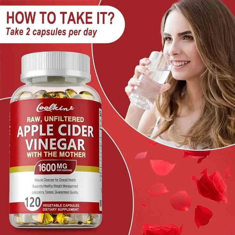 Apple Cider Vinegar Capsules - Supplement B Vitamins, Weight Management, Detox, Relieve Bloating and Constipation, Fat BurnerSup