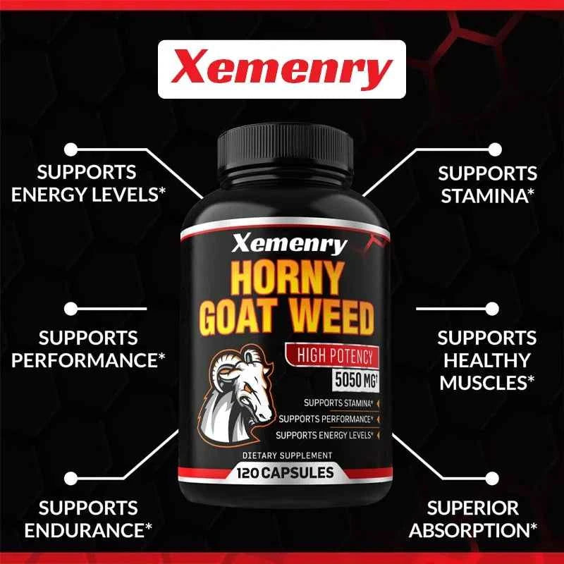 Men's Horny Goat Weed Capsules 5050 mg Formula Contains Black Pepper Extract