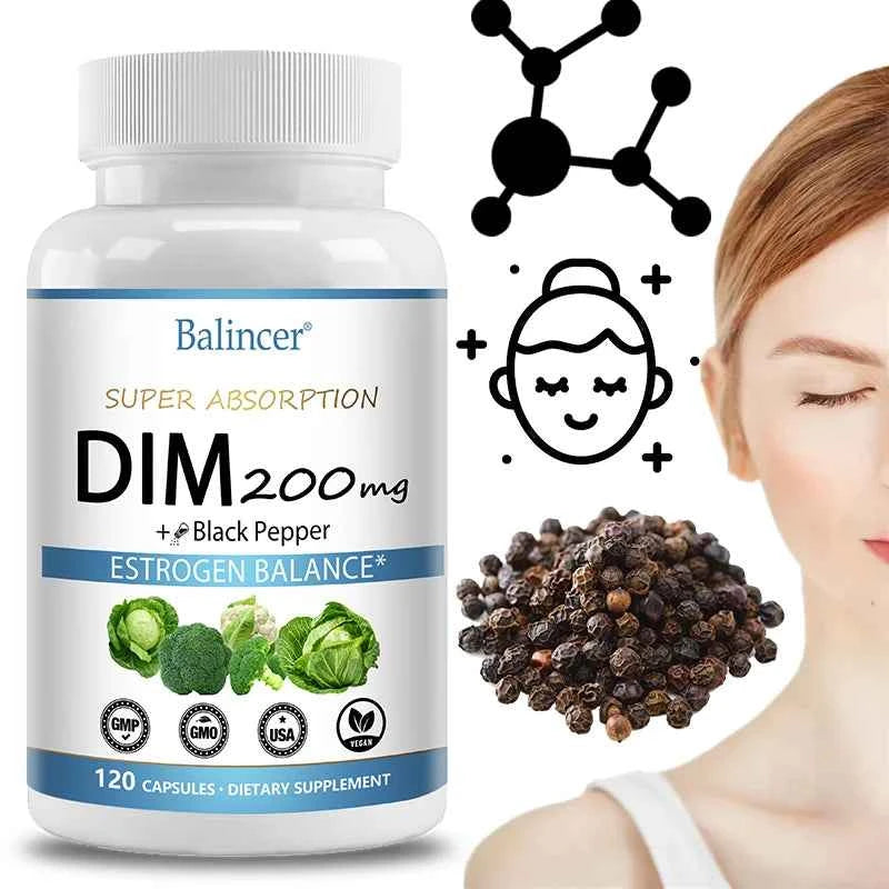 DIM Supplement 250mg with Piperine 5mg - Hormone Balance, Menopause Relief & Metabolism Support, Healthy Weight Management