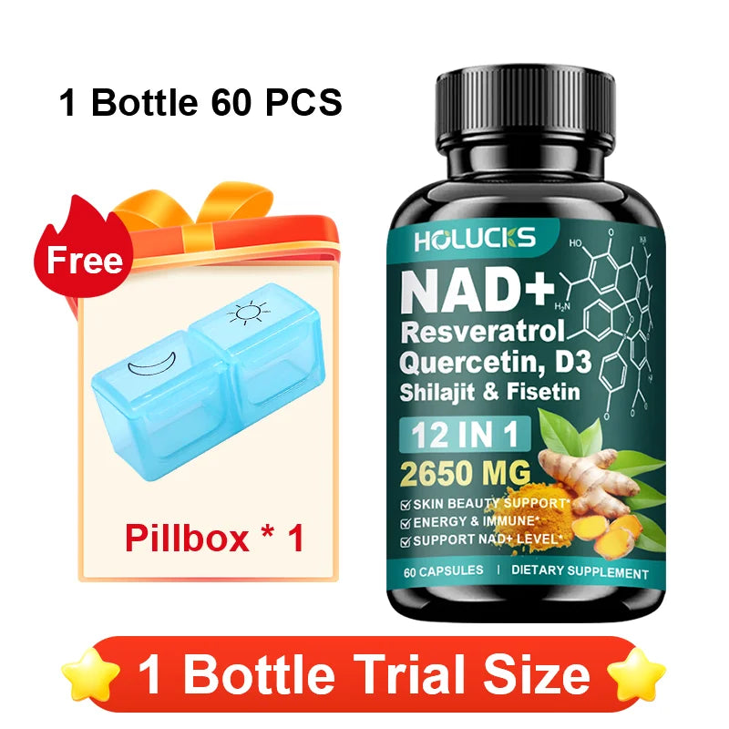 High Potency NAD+ Supplement, with Quercetin, Fisetin, Support Daily Vitality, Skin & Nails Health, Immune, Overall Well-Being Healthy supplements