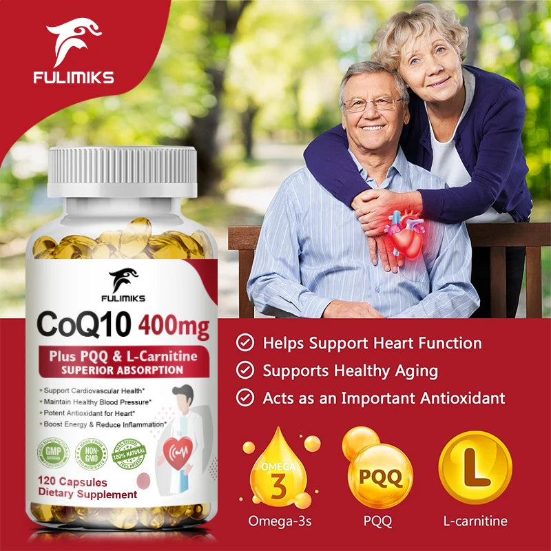 Premium Coenzyme Q10 Supplement, with Omega-3s & Vitamin E, Promotes Heart Health, Cellular Energy, Antioxidant & Healthy Aging Healthy supplements