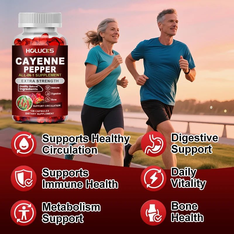 Premium Cayenne Pepper Supplement, with Grape Seed Oil, Turmeric, for Bone & Joint Health, Daily Digestive & Immune Health Healthy supplements