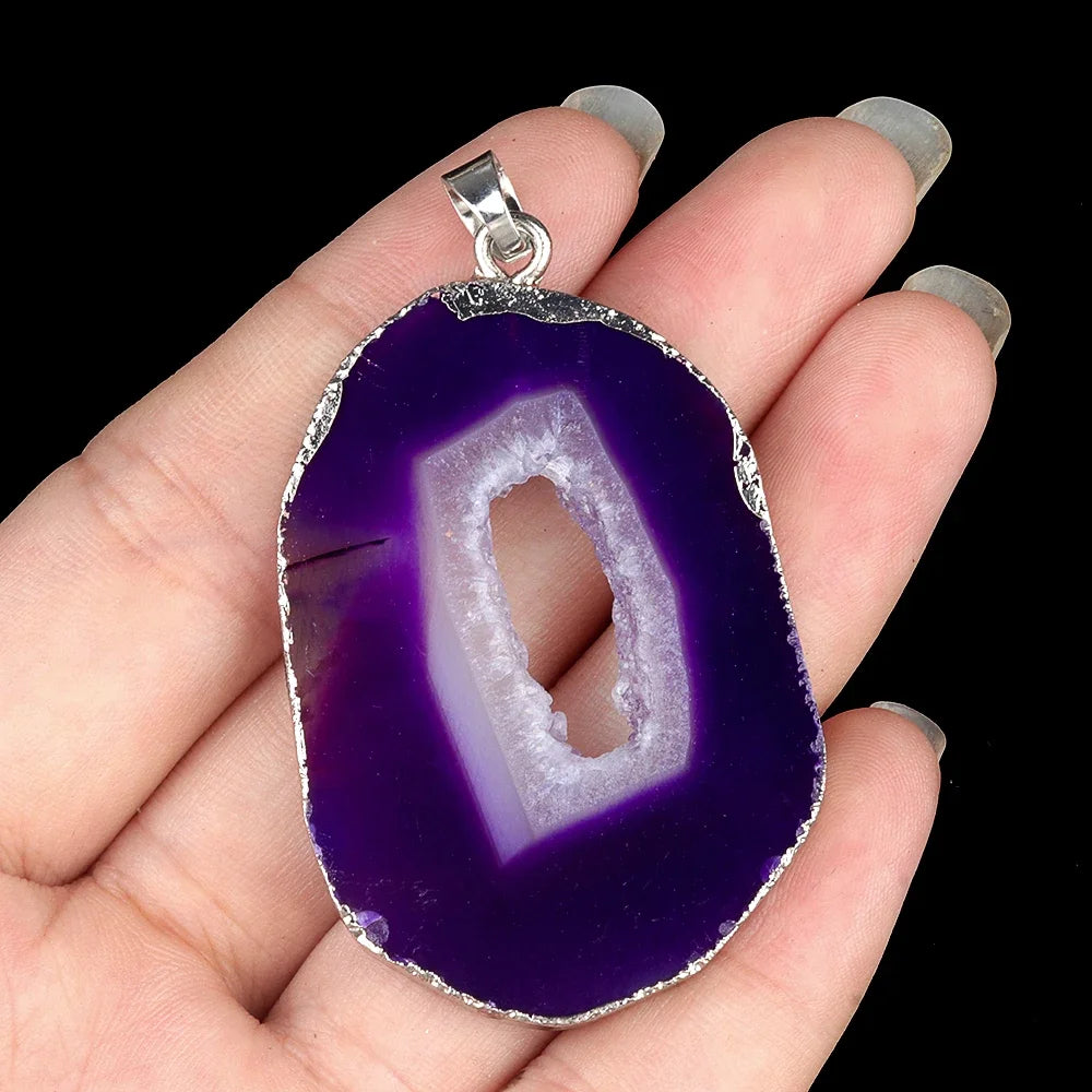 Natural Stone Onyx Pendant Gold Plated Slice Agate Onyx for Trendy Jewelry Making Diy Women Necklace Earring Supply Healthy supplements