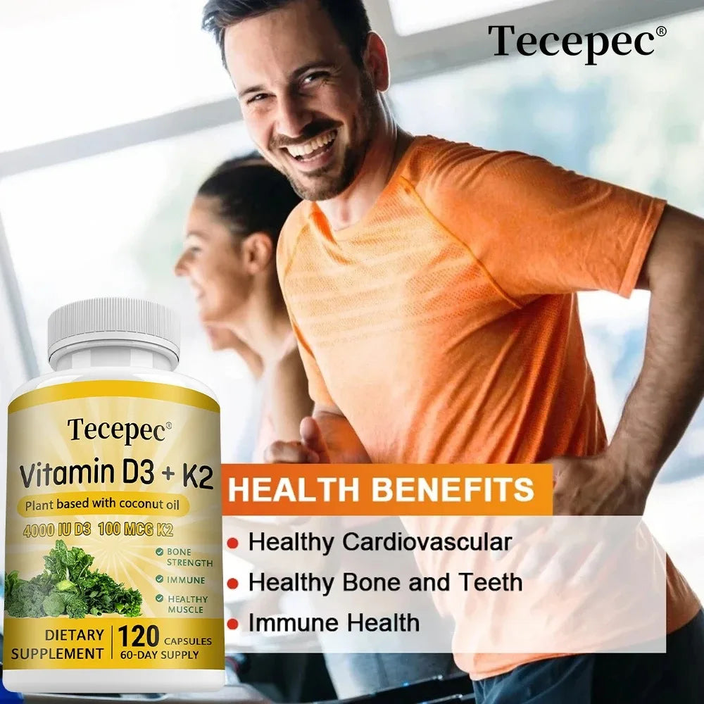 Vitamin D3 + K2, Supports Bone, Teeth, Digestion, Immune & Heart Health, Non-GMO, Dietary Supplement, 120 Capsules Healthy supplements