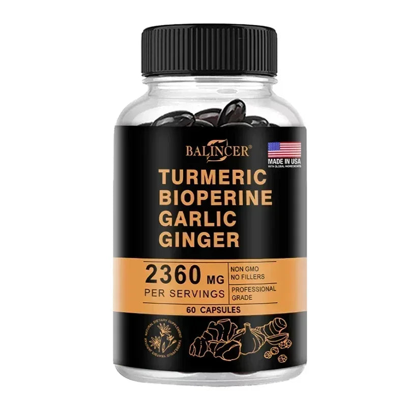Turmeric Ginger Capsules 2360mg with Curcumin 95%, Garlic & Black Pepper, Joint Support, Digestion & Immune Health Supplement Healthy supplements