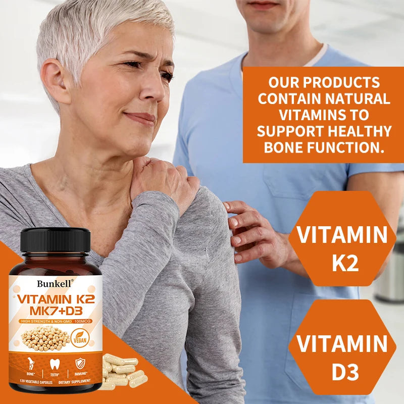 Bunkell Vitamin D3 + K2 Supplement Supports Bone and Dental Health and Enhances Immunity for Men & Women Healthy supplements
