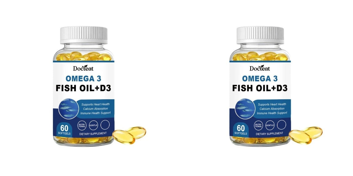 Omega-3 Fish Oil Supports Cardiovascular Wellness Calcium Absorption Immune Health 60 Softgels Nutritional Dietary Supplement Healthy supplements