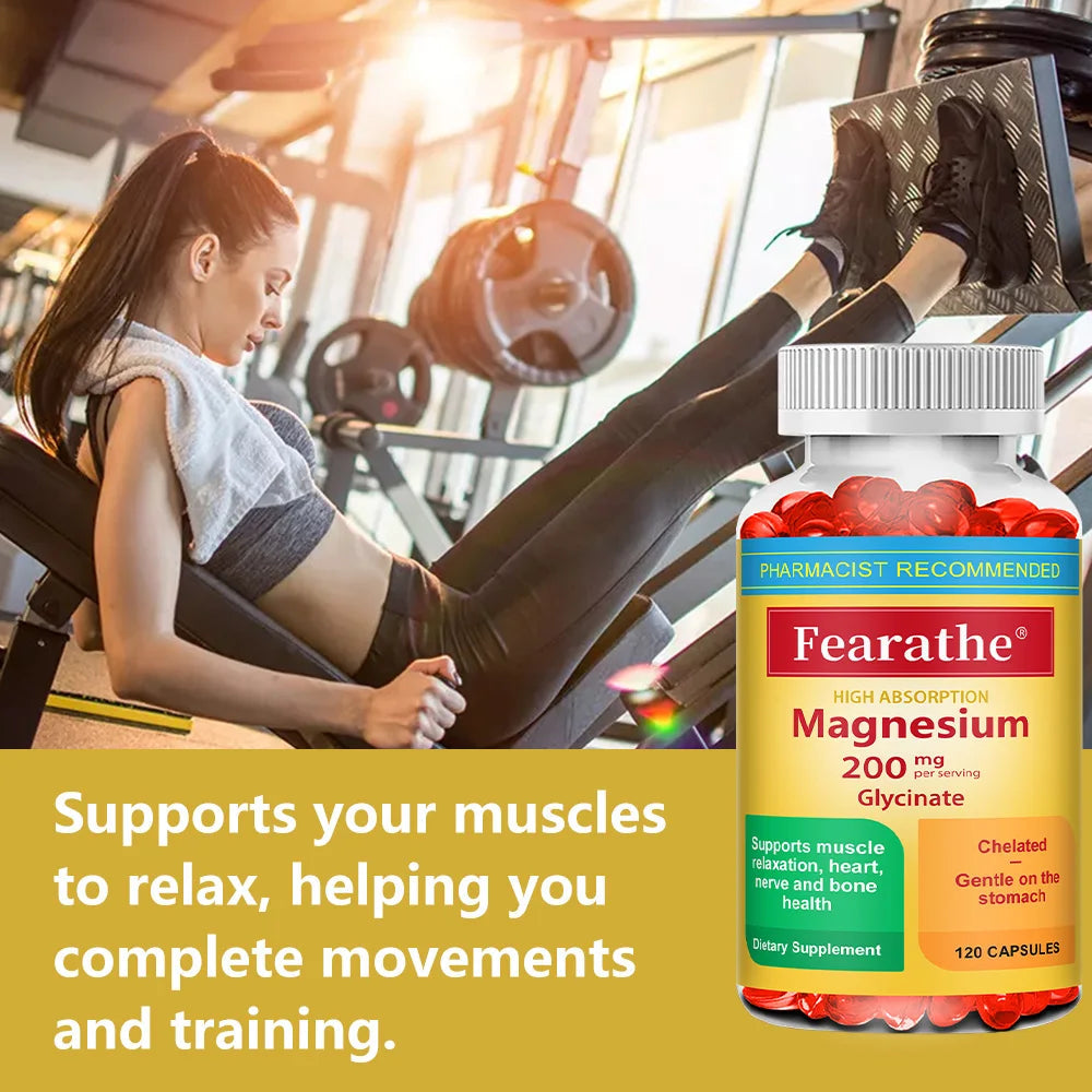 200 Mg Magnesium Glycinate Capsules To Improve Sleep Quality, Support Joint and Bone Marrow Health, and Boost The Immune System Healthy supplements