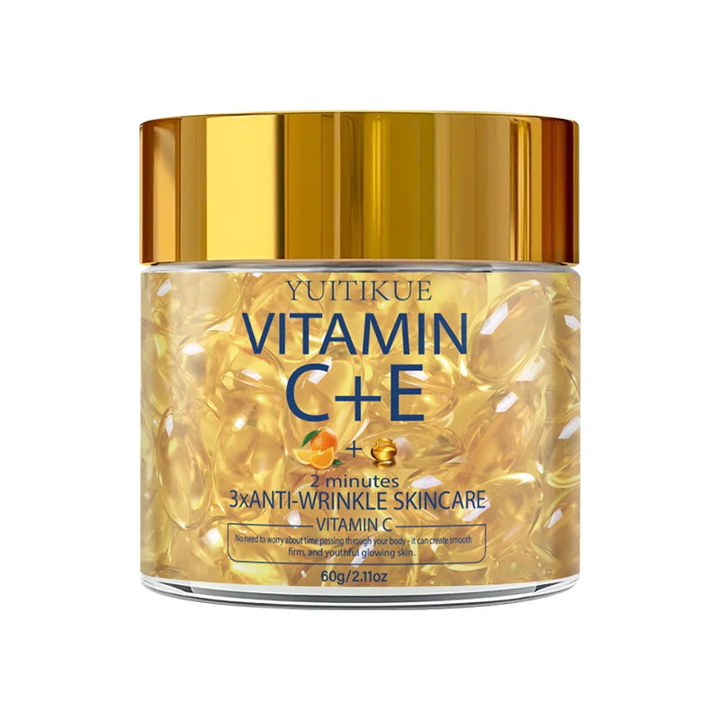 YUITIKUE Vitamin C + E Anti-Wrinkle Capsules - 60g 2-Minute 3x Anti-Aging Skincare for Smooth, Firm & Glowing Skin Healthy supplements