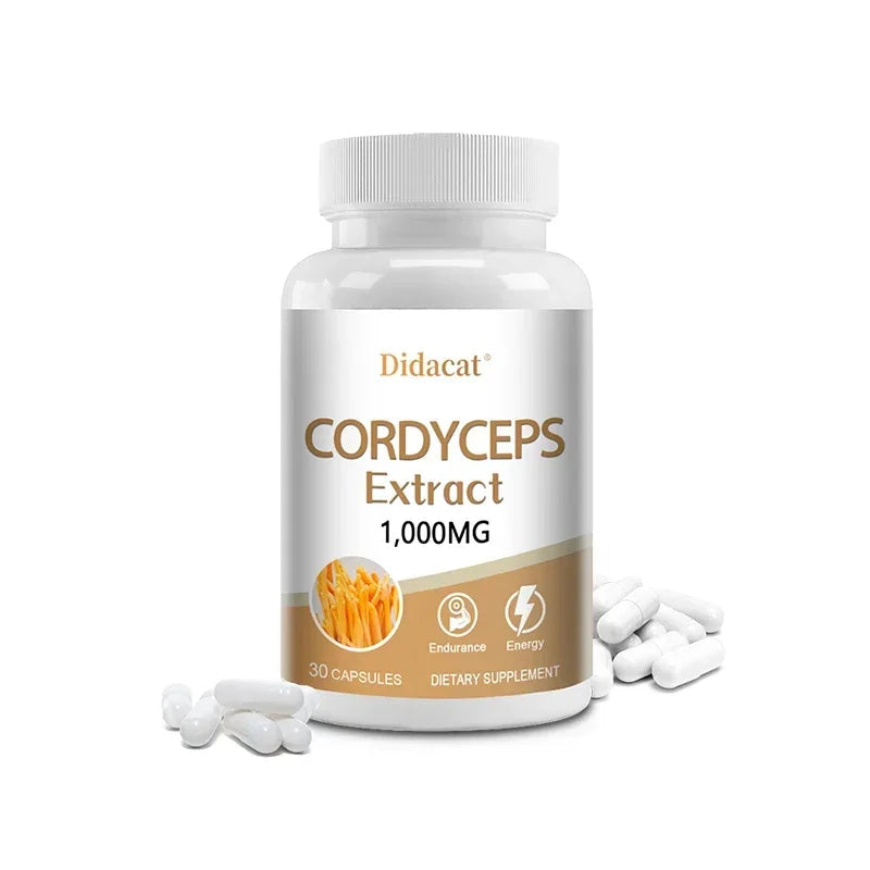 Natural Cordyceps 1000 Mg Supplement - Non-GMO 120 Capsules, Stamina and Energy Support, Helps Immune & Cardiovascular Health Healthy supplements