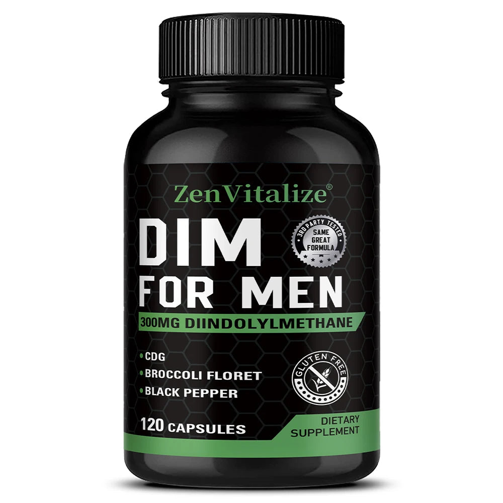 DIM Supplement for Men 300mg | Extra Strength Men’s Health Supplement with Broccoli and Black Pepper, Gluten-Free Healthy supplements