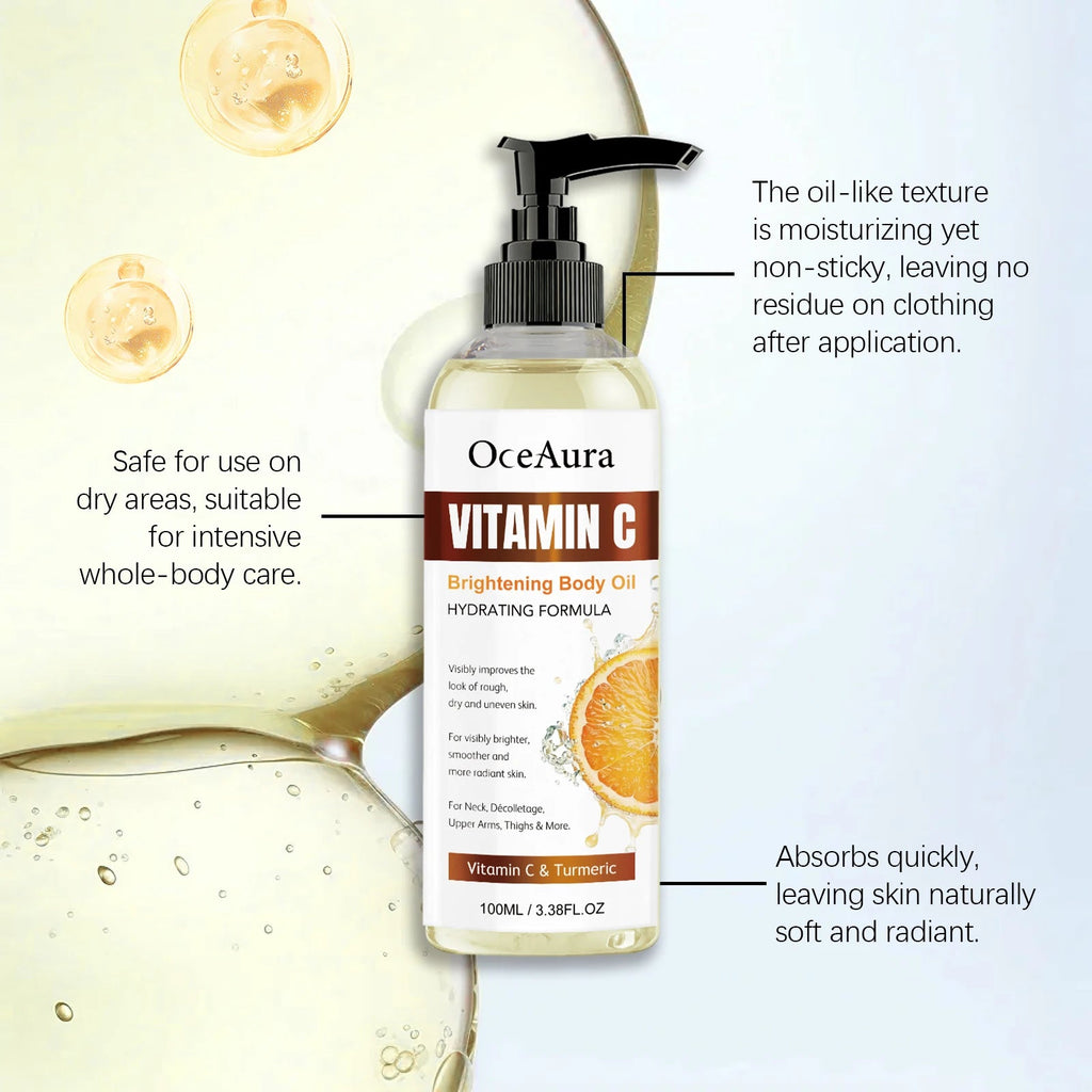 OceAura 100ml Vitamin C Skin Care Body Oil Moisturizes Skin Smooth, Moist and Shiny Skin Care Body Oil Healthy supplements