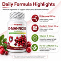 VecNythra Cranberry D-Mannose Supplement with Vitamin C Uva Ursi Leaf Extract for Women 60 Capsules 30 Day Supply Healthy supplements