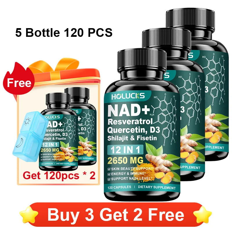 High Potency NAD+ Supplement, with Quercetin, Fisetin, Support Daily Vitality, Skin & Nails Health, Immune, Overall Well-Being Healthy supplements