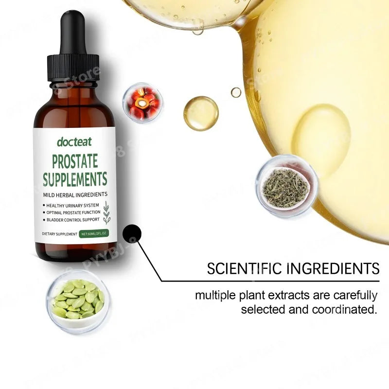 Docteat 60ml Saw Palmetto Drops Supplement Contain Mild Pumpkin Seed and Stinging Nettle Extract Support Urinary System Health Healthy supplements