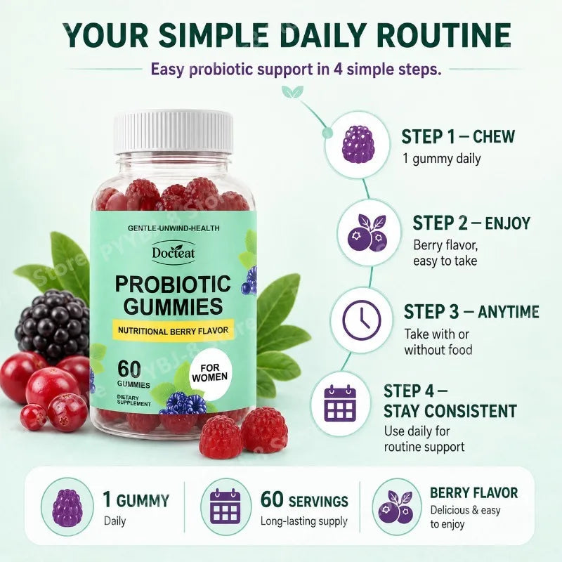 Women Probiotic Gummies 60 Count with Prebiotics Vitamin B6+C and Zinc Supports Digestive Balance & Immune Function Health Healthy supplements