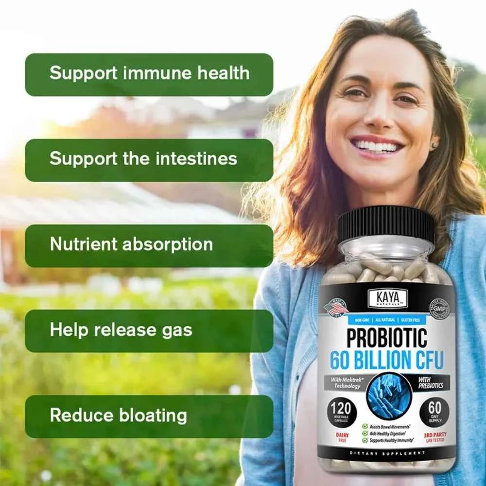 Probiotic 60 Billion CFU - Probiotics for Women and Men, Gut Health & Immune Support Supplement, Provides Digestive Support