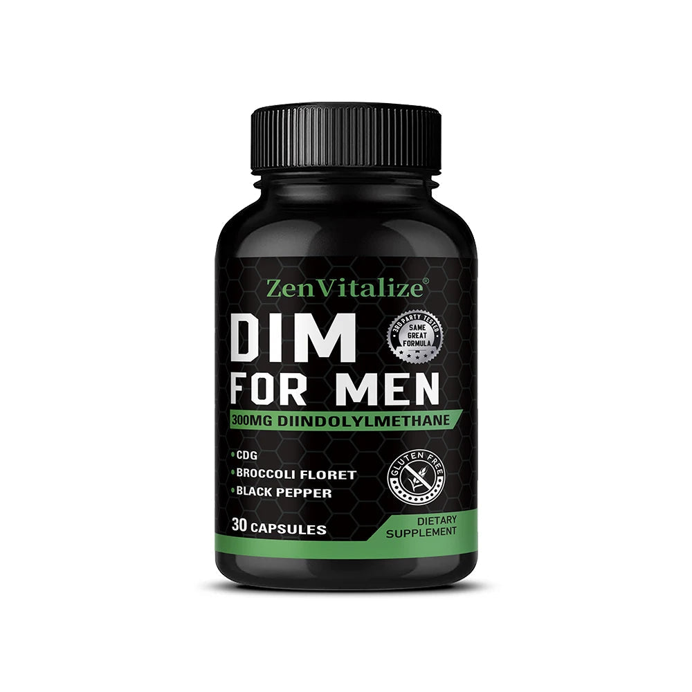 DIM Supplement for Men 300mg | Extra Strength Men’s Health Supplement with Broccoli and Black Pepper, Gluten-Free Healthy supplements