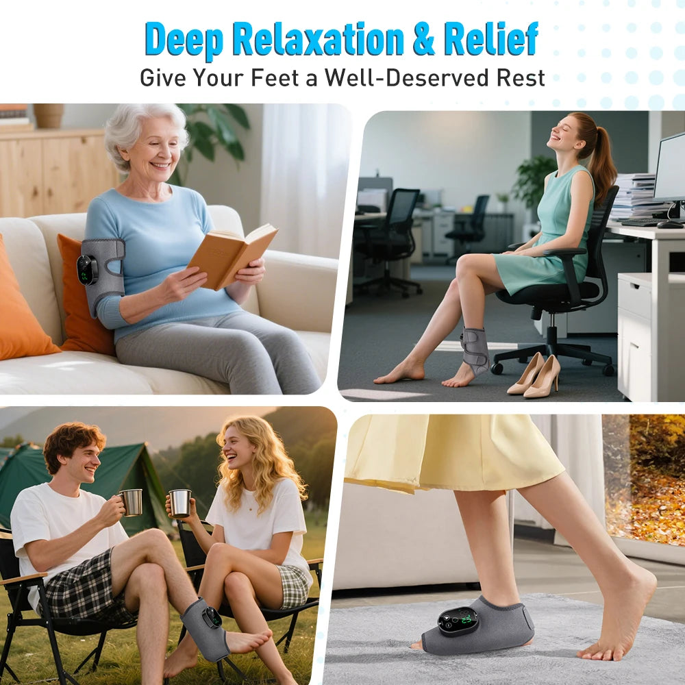 Electric Ankle Massager Hot Compress Vibration Ankle & Wrist Massage Wrap for Joint Protection Ankle Support Brace Wristband Healthy supplements