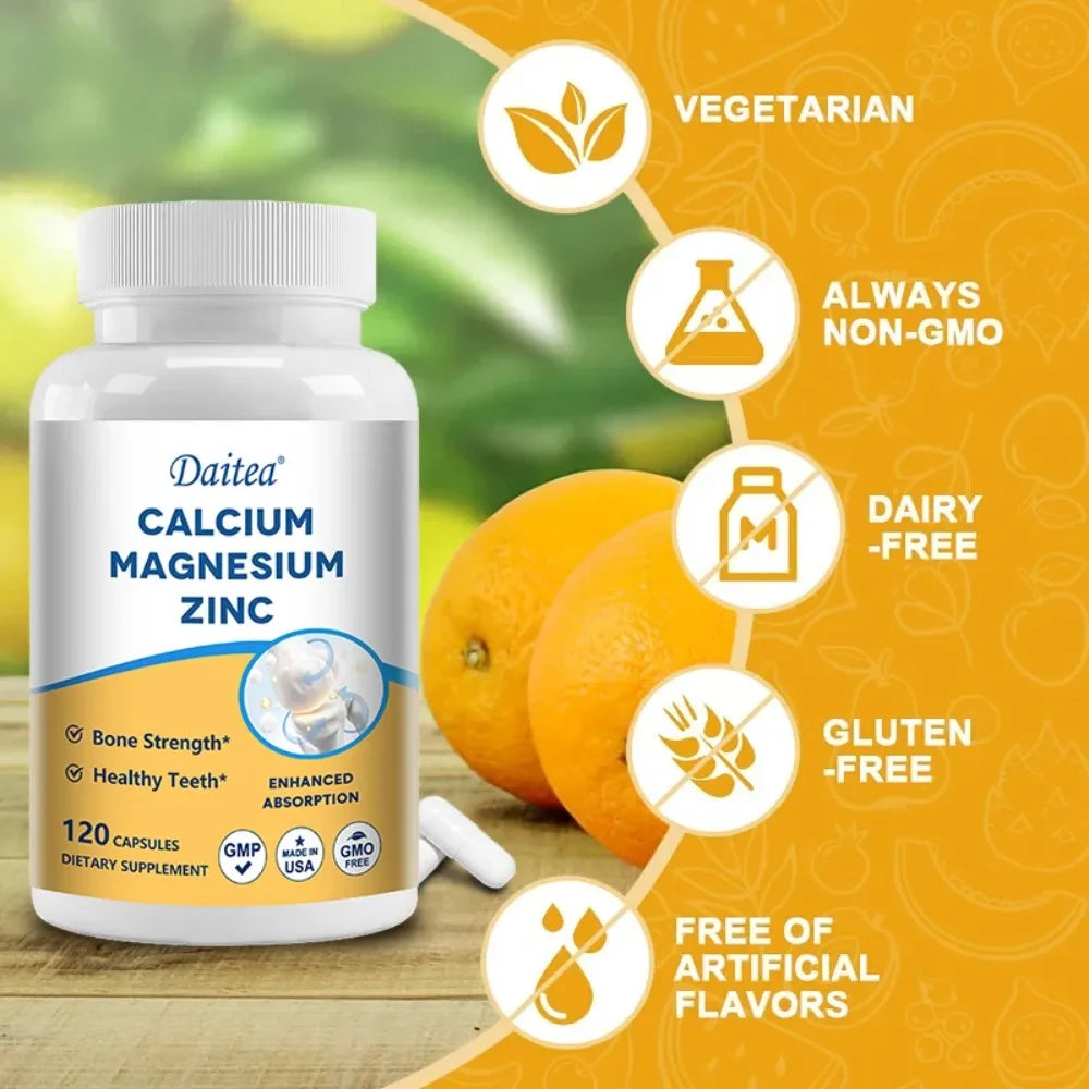 Calcium, Magnesium, Zinc Supplement - Supports Bone Health and Immune System Enhances Nutrient Absorption Healthy supplements