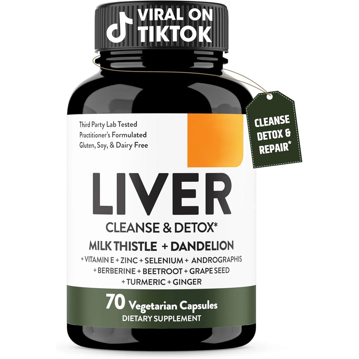 Liver Cleanse Detox & Repair Support 70 Veg Capsules Supplement for Liver Digestive Health and Renew, for Men & Women Smoker Healthy supplements