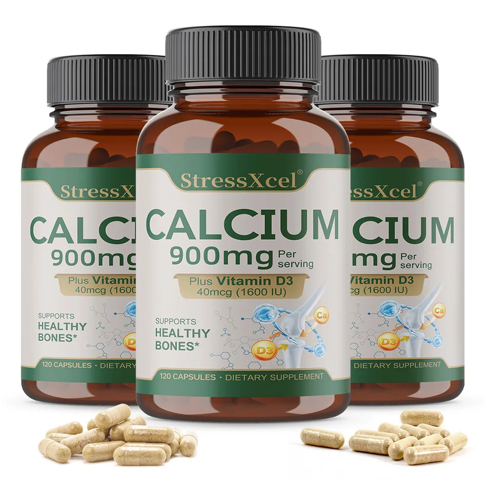 Bone Health and Joint Support Capsules with Calcium, Vitamin D3, Dietary Supplements for Women and Men, Gluten-Free Healthy supplements