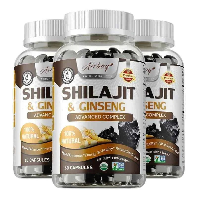 Shilajit & Ginseng - Energy & Vitality Support, Improve Mental Clarity, Immune Support, Increase Endurance, Muscle Growth