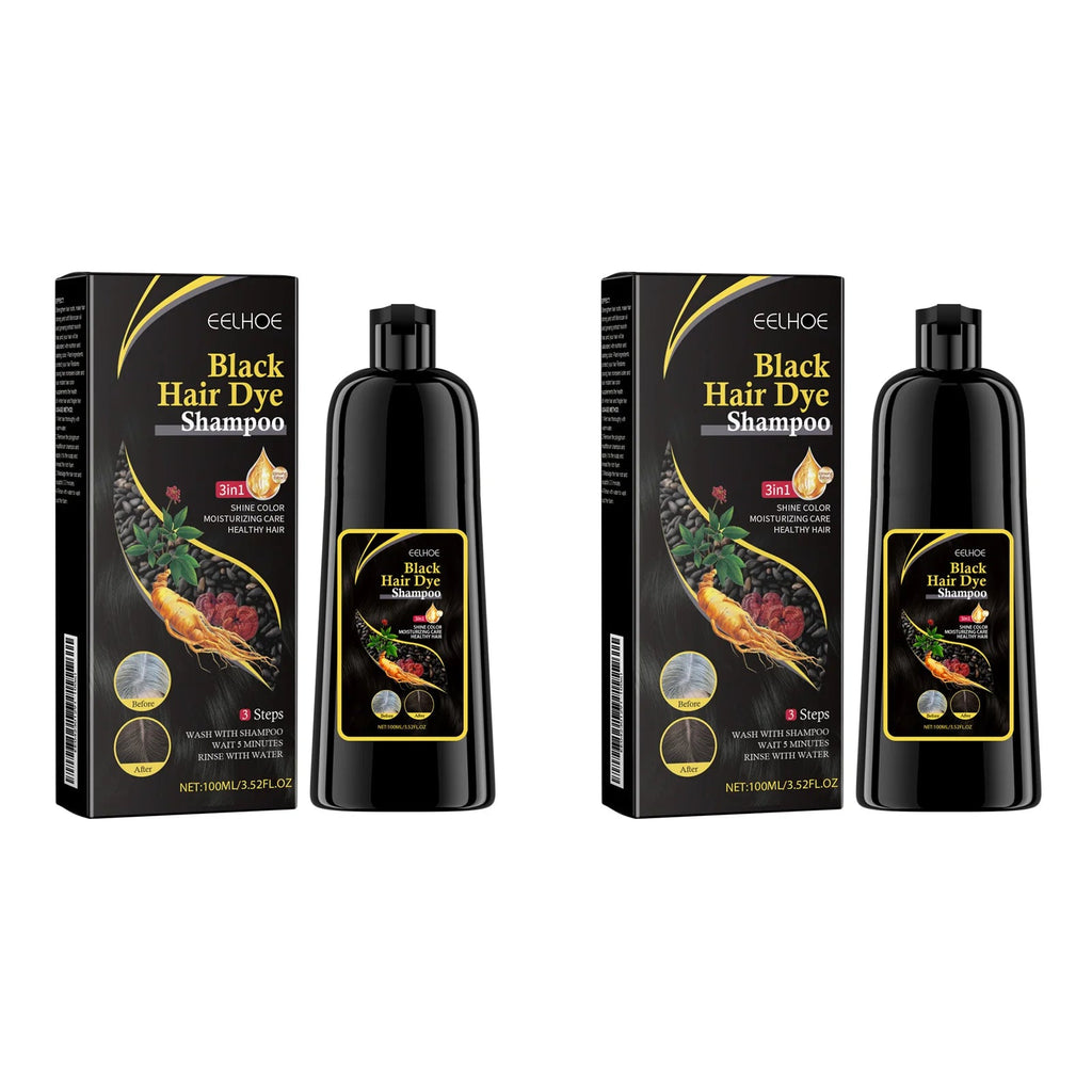 Black Hair Colouring Shampoo 3 in 1 Natural Herbal Essence Instant Colouring Shiny Hair Dye Shampoo Cleaning Nourishing Hair for Covering White Healthy supplements