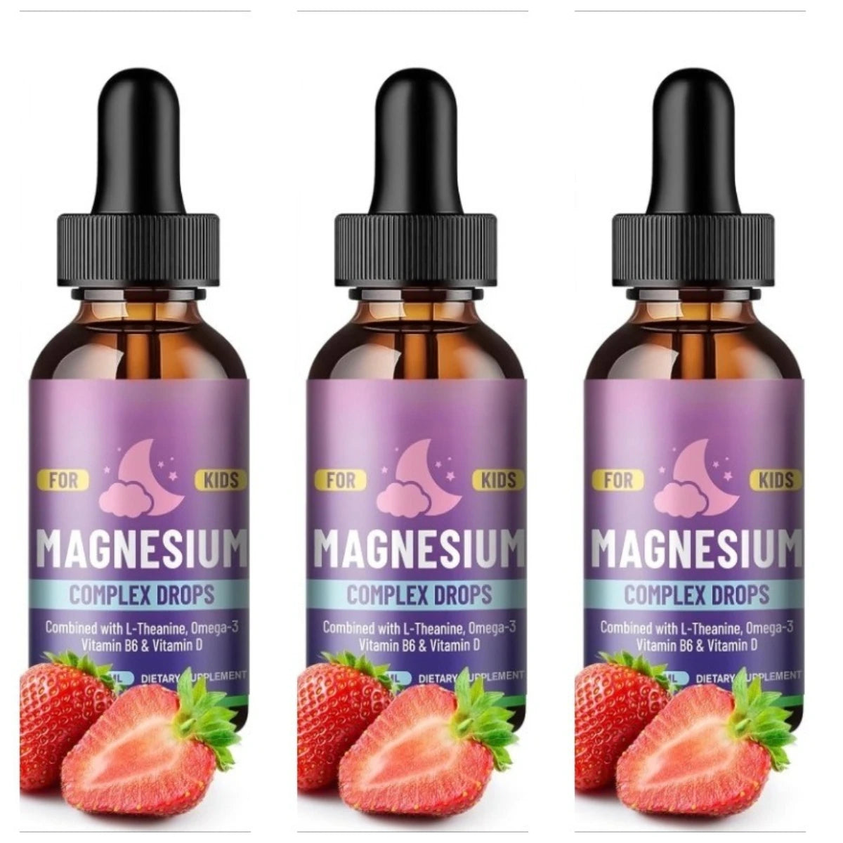Kids Liquid Drops, Magnesium Glycinate with L-theanine Omega-3 Vitamin B6 D3 for Supports Bone Health and Relaxation 60 Ml Healthy supplements