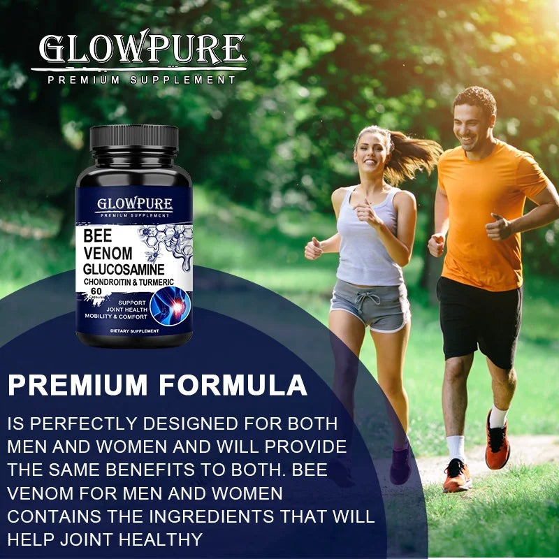 Glucosamine Chondroitin Capsules for Bone Joint Health and Mobility Comfort with Bee Venom Turmeric MSM Healthy supplements