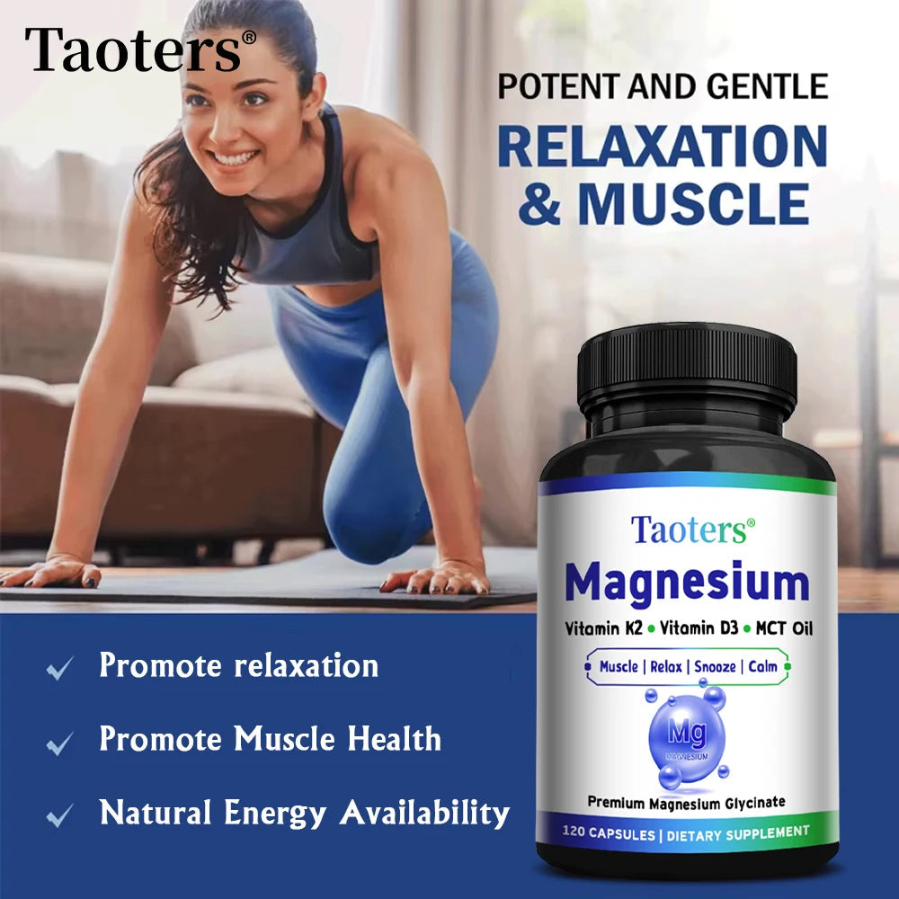Magnesium Glycinate Capsules - Vitamin K2, D3, Support Bone Joint Wellness, Muscle Recovery, Nerve Mood Balance & Sleep Quality Healthy supplements