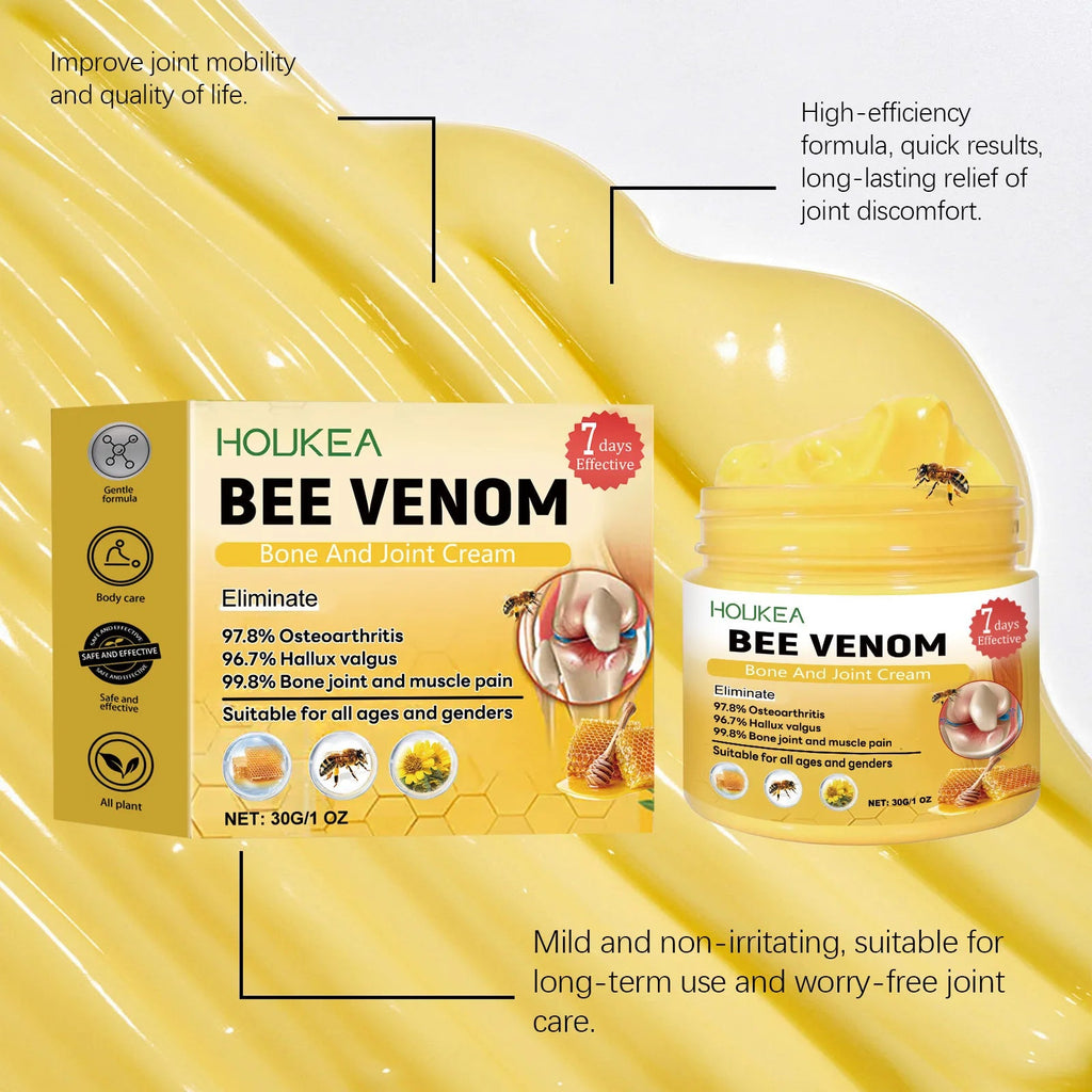 Houkea Bee Venom Joint Bone Care Cream Repair Muscle Hurt Relief Rheumatoid Pain Arthritis Treatment Body Knee Soothing Creams Healthy supplements