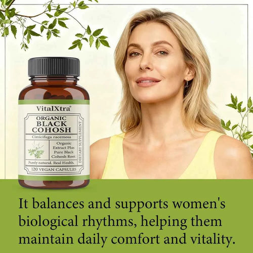 Black Cohosh Supplement, Female Herbal Support, Relieves Menopausal Hot Flashes and Night Sweats, and Improves Sleep Quality