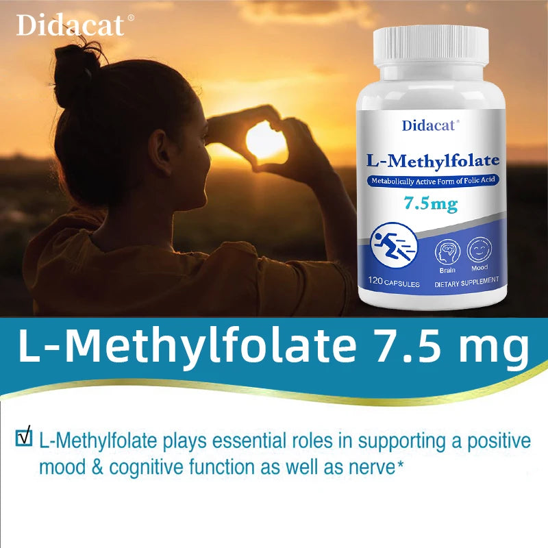 L-Methylfolate 7.5 Mg - L Methyl Folate, Methylfolate Supplement Capsules for Women & Men, Promote Brain Health, Focus, Calm Healthy supplements