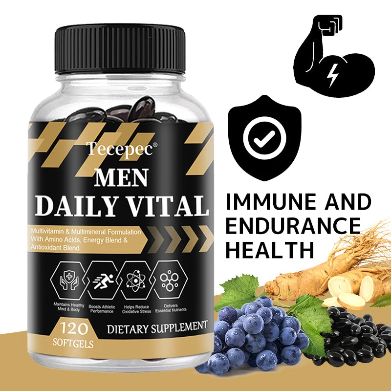 Men's Daily Multivitamin & Mineral Supplement, 22 Essential Nutrients, Supports Energy, Stamina, Immune, Brain & Muscle Health Healthy supplements