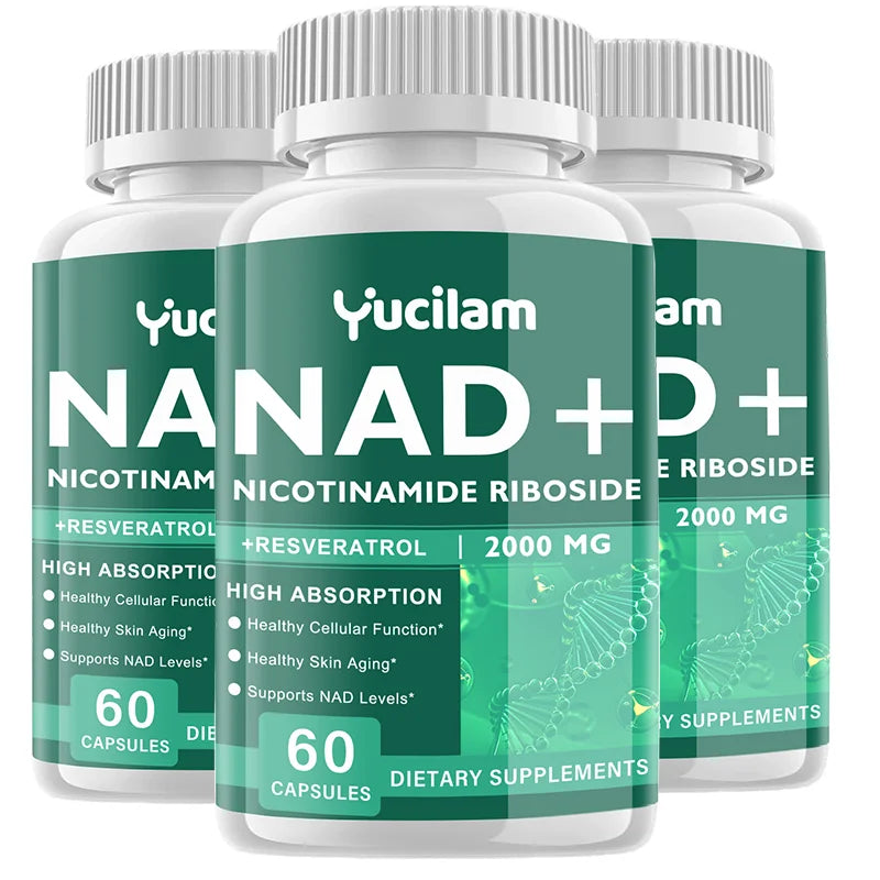 NAD+ Resveratrol Supplement - Anti-Aging, Energy Boost, Cell Repair, Skin Health, Brain Cognition - Provides Sustained Vitality Healthy supplements